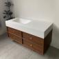 Preview: Muxing Waschbecken-Set Waschtisch Sinterstein Moderner Waschbecken-Unterschrank LED Spiegel mit Schublade 120*55cm 【RWC152】