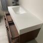 Preview: Muxing Waschbecken-Set Waschtisch Sinterstein Moderner Waschbecken-Unterschrank LED Spiegel mit Schublade 120*55cm 【RWC152】