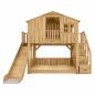Preview: Muxing Hausbett Hochbett Spielbett Etagenbett Kinderbett 1500x2000mm Rutschen+Stufen mit Stauraum Birkenholz farbe