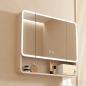 Preview: Muxing Badezimmer-Spiegelschrank, Spiegelschrank mit LED, Badspiegel mit Schrank, Wandmontierter Spiegelschrank