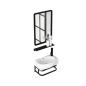 Preview: Muxing Waschtisch mit offenem Ablagefach, Keramik Waschbecken und Rechteck Spiegel 40x28 cm 【 TC-736】
