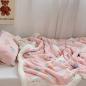 Preview: Großhandel B2B  Kinder Verdickte Flanell-Herbst/Winter Bett Decke Schlafdecke Rosa Hase