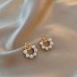 Preview: Großhandel B2B Silber Pin Vintage Perle Ohrstecker E2656 gold