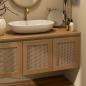 Preview: MuXing Waschbecken, Waschtisch mit Aufsatzbecken, Badezimmermöbel, Wandhängender Badschrank, Maßgeschneidertes Waschtisch Braun L120xB55xH45cm /KFSC120/