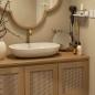 Preview: MuXing Waschbecken, Waschtisch mit Aufsatzbecken, Badezimmermöbel, Wandhängender Badschrank, Maßgeschneidertes Waschtisch Braun L120xB55xH45cm /KFSC120/