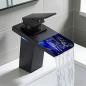 Preview: Muxing LED Spültischarmatur Wasserhahn Wasserfall Armatur  Badarmatur EinhandmischerWaschtischarmatur Waschbecken Mischbatterie Schwarz 【LT-006】