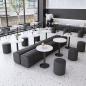 Preview: MuXing Polstersessel, Restaurantstuhl, Caféstuhl, Lounge-Sessel, Modernes Design mit vertikalen Steppmuster, Komfortable Polsterung