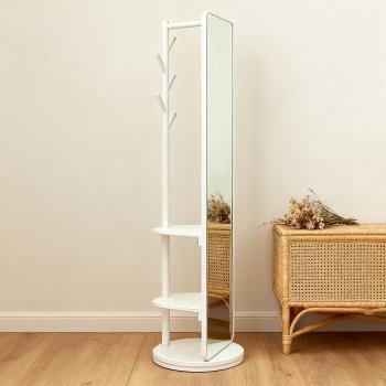 Muxing Standspiegel Drehbarer Ganzkörperspiegel Ankleidespiegel Ganzkörperspiegel mit Kleiderständer 175cm