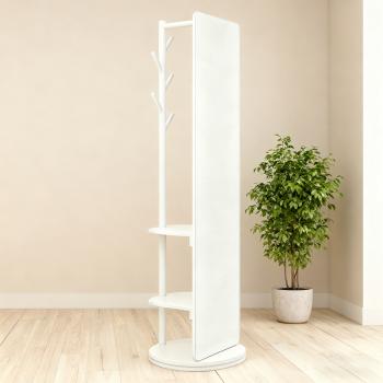 Muxing Standspiegel Drehbarer Ganzkörperspiegel Ankleidespiegel Ganzkörperspiegel mit Kleiderständer 175cm