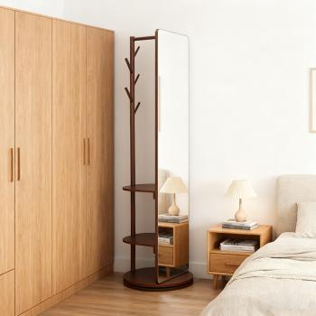 Muxing Standspiegel Drehbarer Ganzkörperspiegel Ankleidespiegel Ganzkörperspiegel mit Kleiderständer 175cm