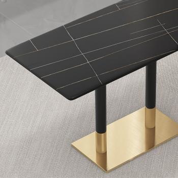 Muxing Gastronomiemöbel Esszimmertisch Esstisch Küchentisch für Esszimmer Wohnzimmer tisch Keramik Bistrotisch schwarzgold1