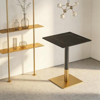 Muxing Gastronomiemöbel Esszimmertisch Esstisch Küchentisch für Esszimmer Wohnzimmer tisch Keramik Bistrotisch schwarzgold1