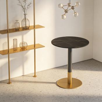 Muxing Gastronomiemöbel Esszimmertisch Esstisch Küchentisch für Esszimmer Wohnzimmer tisch Keramik Bistrotisch schwarzgold1