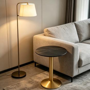 Muxing Gastronomiemöbel Esszimmertisch Esstisch Küchentisch für Esszimmer Wohnzimmer tisch Bistrotisch Sinterstein schwarzgold
