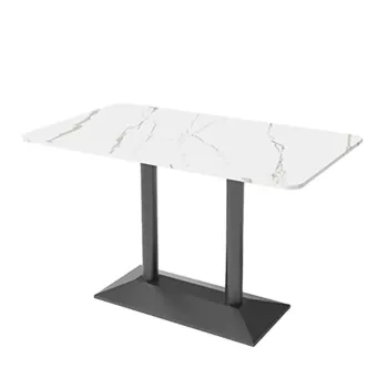 Muxing Gastronomiemöbel Esszimmertisch Esstisch Küchentisch für Esszimmer Wohnzimmer tisch Bistrotisch Sinterstein schwarzgold1【YB-CB97】