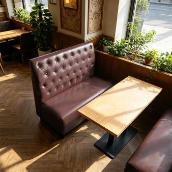 Preview: Muxing Gastronomiemöbel Stuhl Sofa Sitzbank, Dinerbank Restaurantbank für Café Bar Bistro Hotel, gepolsterte Sitzmöbel, Braun 120 × 65 × 105 cm 【Y-03KAFEI】