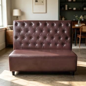 Muxing Gastronomiemöbel Stuhl Sofa Sitzbank, Dinerbank Restaurantbank für Café Bar Bistro Hotel, gepolsterte Sitzmöbel, Braun 120 × 65 × 105 cm 【Y-03KAFEI】