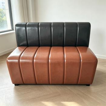 Preview: Muxing Gastro Sitzbank Dinerbank Sofa, Restaurantbank Polsterbank, Gastronomiemöbel Stuhl für Café Bar Bistro Hotel Schwarz-Braun 120 × 60 × 80 cm【Y-06PINSE】