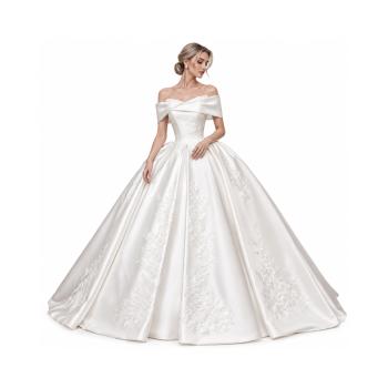 Muxing Damen Brautkleid Prinzessin Off Shoulder Hochzeitskleid Bodenlang mit Reifrock