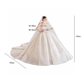 Muxing Damen Brautkleid Prinzessin Hochzeitskleid Bodenlang mit Glitzer Elegant ohne Schleier