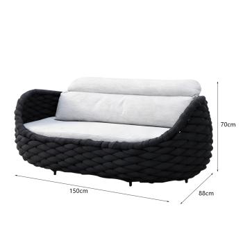 Muxing Gartenlounge Set 4-teilig mit 2 Einzelsesseln, Zweisitzer-Sofa und Couchtisch, Wasserabweisend, Ideal für Garten, Terrasse und Hof, Schwarz
