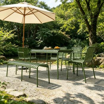 MuXing Gartenmöbel Tisch- und Stuhlset – Outdoor Eisenmöbel, geeignet für Gartenrestaurants, Cafés und andere Außenbereiche, grün【HYZL】
