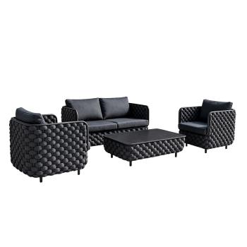 Muxing 4-teiliges Gartenmöbel-Set, Lounge-Set mit 2 Sesseln, 2-Sitzer-Sofa und Tisch, wetterbeständige Sitzgruppe für Garten und Balkon/TB627/
