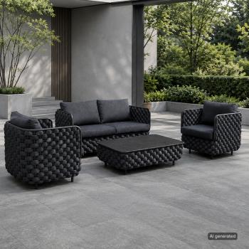 Preview: Muxing 4-teiliges Gartenmöbel-Set, Lounge-Set mit 2 Sesseln, 2-Sitzer-Sofa und Tisch, wetterbeständige Sitzgruppe für Garten und Balkon/TB627/