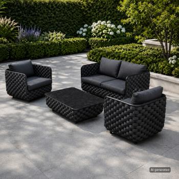 Preview: Muxing 4-teiliges Gartenmöbel-Set, Lounge-Set mit 2 Sesseln, 2-Sitzer-Sofa und Tisch, wetterbeständige Sitzgruppe für Garten und Balkon/TB627/
