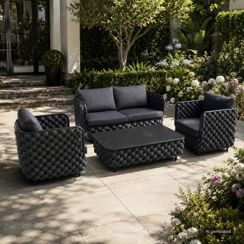 Preview: Muxing 4-teiliges Gartenmöbel-Set, Lounge-Set mit 2 Sesseln, 2-Sitzer-Sofa und Tisch, wetterbeständige Sitzgruppe für Garten und Balkon/TB627/