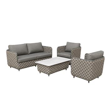 Muxing 4-teiliges Gartenmöbel-Set, Lounge-Set mit 2 Sesseln, 2-Sitzer-Sofa und Tisch, wetterbeständige Sitzgruppe für Garten und Balkon/TB627/