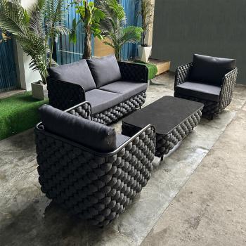 Muxing 4-teiliges Gartenmöbel-Set, Lounge-Set mit 2 Sesseln, 2-Sitzer-Sofa und Tisch, wetterbeständige Sitzgruppe für Garten und Balkon/TB627/