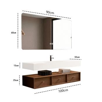 Muxing Elegantes Badezimmer-Set – Weißes Sinterstein-Waschbecken mit braunem Schrank, LED-Antibeschlagspiegel & 3 geräumige Schubladen【C805】【YTC805】