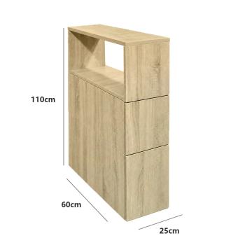 Muxing Badezimmerschrank mit offenen Ablagen und Stauraum Schmaler Badschrank Hochschrank Aufbewahrungsschrank für Badutensilien 【BGG】