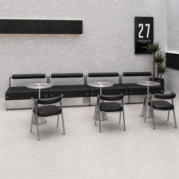 Preview: Muxing Edelstahl Sitzbank 2-Sitzer, Gastrobank, Restaurantbank, Lounge Bank, Café Bank, Polsterbank für Wartebereich & Empfang Schwarz 120×55×72 cm【BXG-9201】