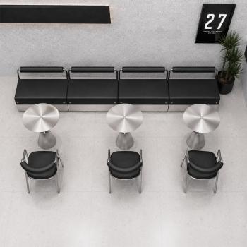 Muxing Edelstahl Sitzbank 2-Sitzer, Gastrobank, Restaurantbank, Lounge Bank, Café Bank, Polsterbank für Wartebereich & Empfang Schwarz 120×55×72 cm【BXG-9201】