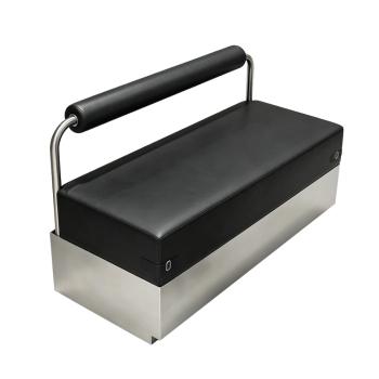 Muxing Edelstahl Sitzbank 2-Sitzer, Gastrobank, Restaurantbank, Lounge Bank, Café Bank, Polsterbank für Wartebereich & Empfang Schwarz 120×55×72 cm【BXG-9201】