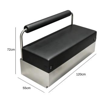 Muxing Edelstahl Sitzbank 2-Sitzer, Gastrobank, Restaurantbank, Lounge Bank, Café Bank, Polsterbank für Wartebereich & Empfang Schwarz 120×55×72 cm【BXG-9201】
