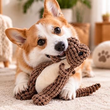Muxing Hundespielzeug Kauspielzeug Quietschspielzeug Beißspielzeug Interaktives Haustierspielzeug Beschäftigungsspielzeug für kleine mittelgroße Hunde 25 cm
