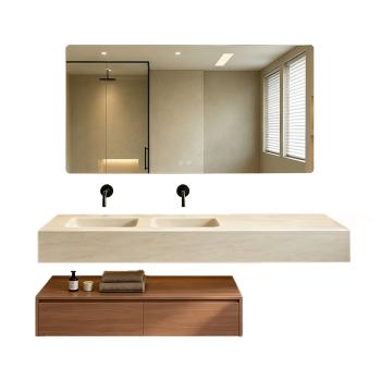 Muxing Badezimmermöbel-Set, wandhängendes Waschbecken-Set, modernes Badmöbel-Komplettset, Badezimmer-Set mit großem Waschplatz 190 × 55 cm【RW108 - 190 BKK】