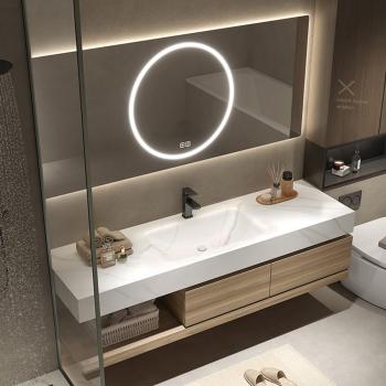 Waschbecken aus Sinterstein mit Schrank und LED-Spiegel für das Badezimmer 【RW2032-K】