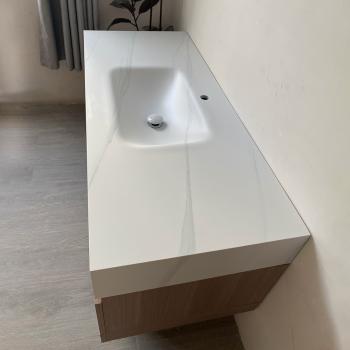 Muxing Badmöbel-Set mit Sinterstein-Waschbecken, wandhängendem Unterschrank und Spiegelschrank, moderner Waschtisch fürs Badezimmer 【RW2032JG K】