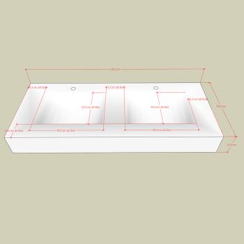Muxing Waschbecken aus Sinterstein Waschbecken Doppelspüle Spüle mit zwei Becken Waschtisch-Set mit LED-Spiegel und Schränk【RW3318 K】