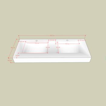 Muxing Waschbecken aus Sinterstein Waschbecken Doppelspüle Spüle mit zwei Becken Waschtisch-Set mit LED-Spiegel und Schränk【RW3318 K】