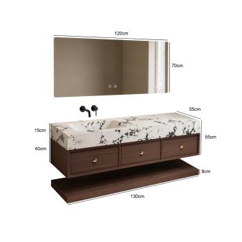 Muxing Wandhängendes Badezimmermöbel-Set mit Waschbecken, moderner Waschtisch mit Unterschrank, Badmöbel für Badezimmer und Waschraum【RW610 BKK】