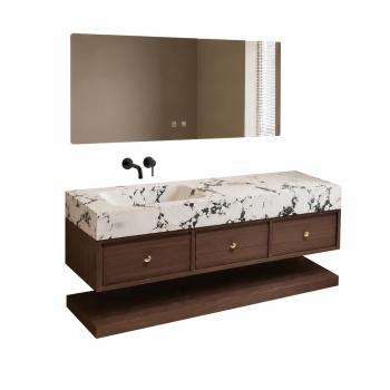 Muxing Wandhängendes Badezimmermöbel-Set mit Waschbecken, moderner Waschtisch mit Unterschrank, Badmöbel für Badezimmer und Waschraum【RW610 BKK】