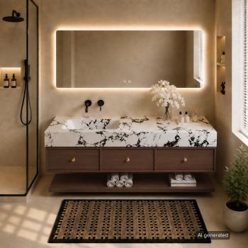 Muxing Wandhängendes Badezimmermöbel-Set mit Waschbecken, moderner Waschtisch mit Unterschrank, Badmöbel für Badezimmer und Waschraum【RW610 BKK】