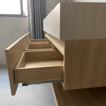 Muxing Wandhängendes Badmöbel-Set mit Sinterstein-Waschbecken, Waschtischunterschrank, Spiegelschrank, moderner Bad-Waschtisch 【RW9865JG BKK】