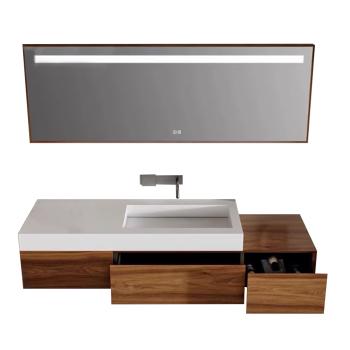 Sinterstein Waschbecken Badezimmer, modernes Aufsatzwaschbecken, eleganter Waschtisch für Bad, Gäste-WC und Waschraum 130*55cm 【XZC950-130】