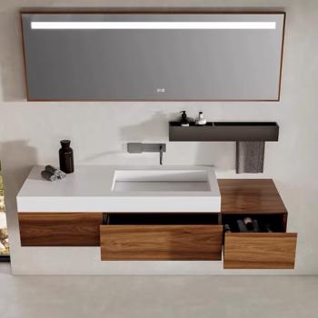 Sinterstein Waschbecken Badezimmer, modernes Aufsatzwaschbecken, eleganter Waschtisch für Bad, Gäste-WC und Waschraum 130*55cm 【XZC950-130】